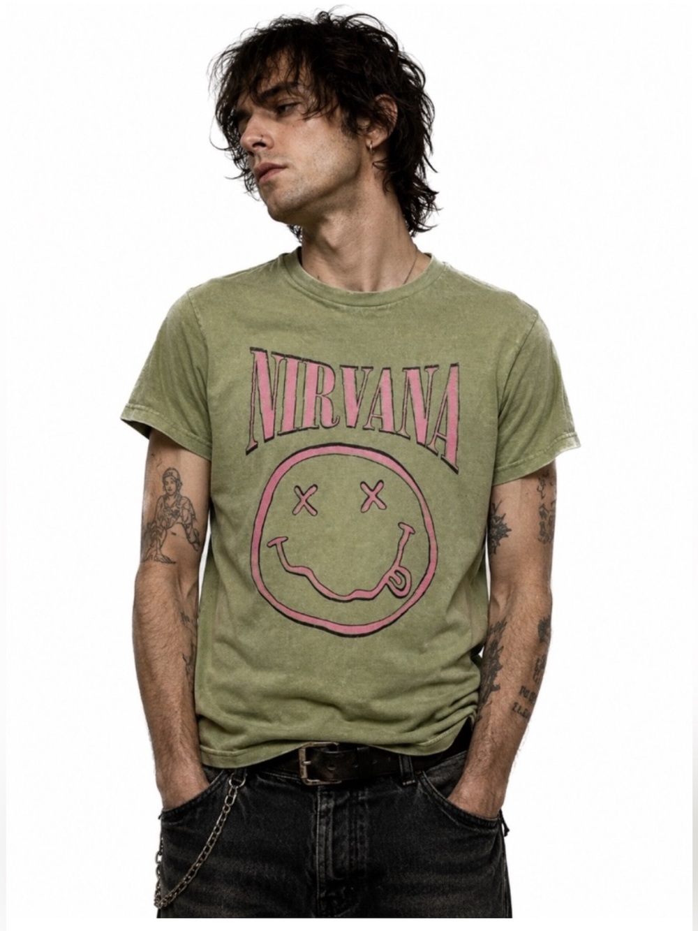 Nirvana Shirt M Smiley Green